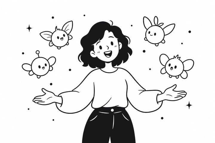 A person surrounded by Fortnite Sprites